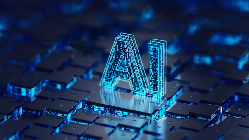 KI-Generiertes Bild eines Mainboards mit Fokus auf einen Prozessor mit dem Windows-Logo darauf.